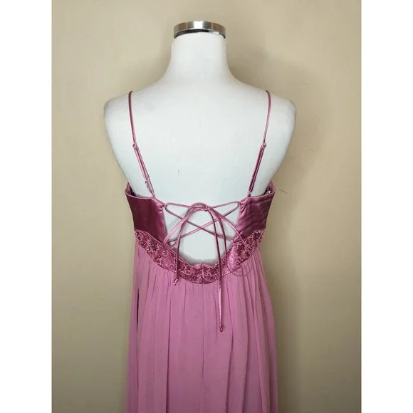 OC OC Silk Chiffon Beaded Dress Strappy Back Princess Y2K Fairy Whimsy Prom - Picture 13 of 16